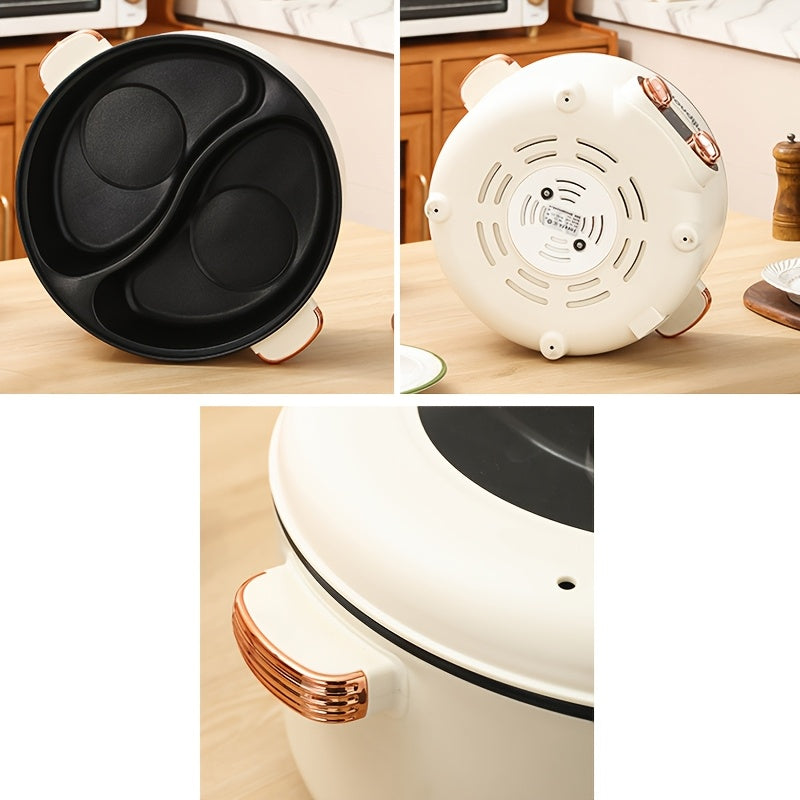 Yevropa rozetkali elektr hotpoti, yopishmaydigan elektr wok, ikki bo'limli, mustaqil harorat nazorati, bug'lash, qaynash va uyda pishirish uchun ideal. Stainless steel material.