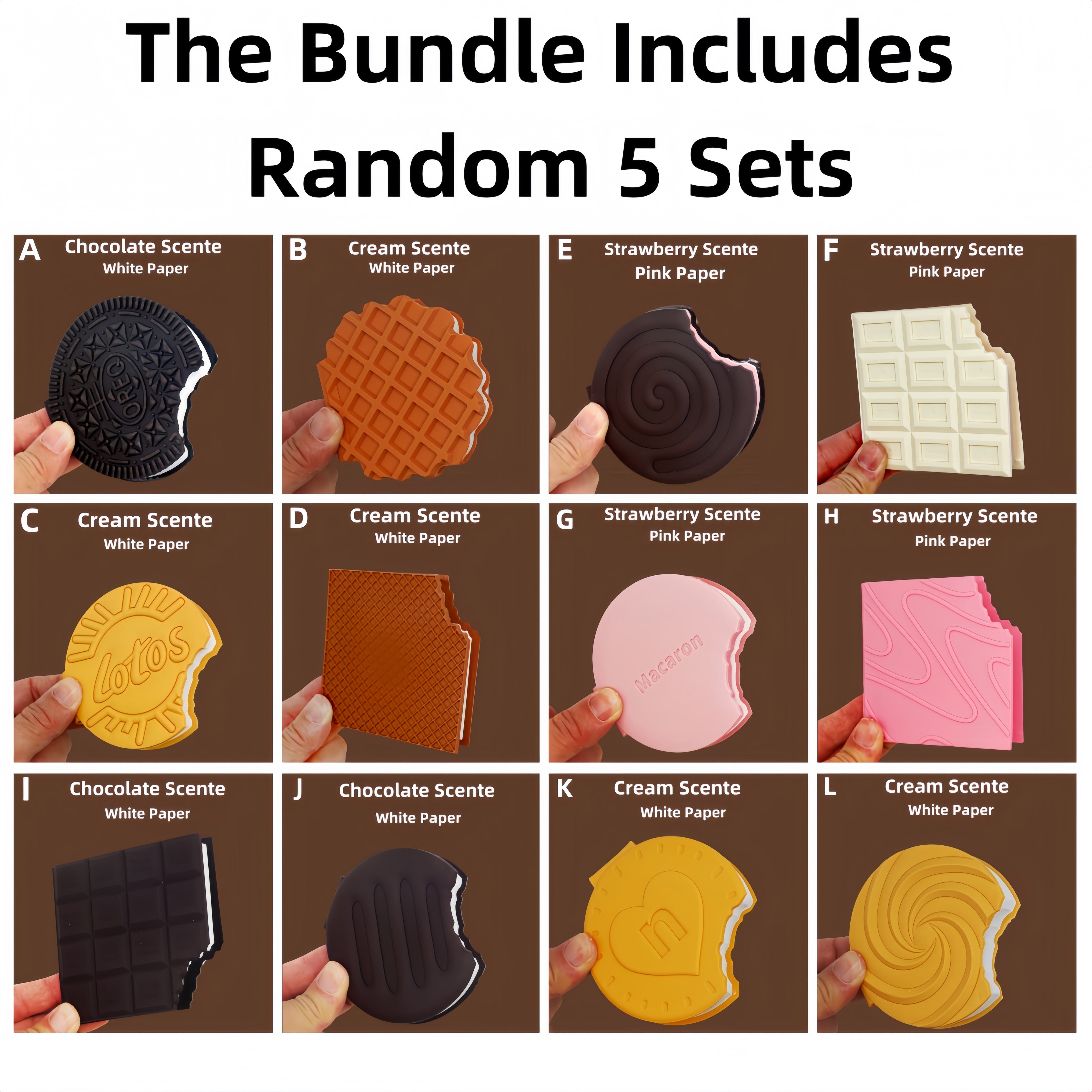 Mini Notebook in Chocolate Macaron Waffle Strawberry Shortcake Design with 80 Tear-Off Pages