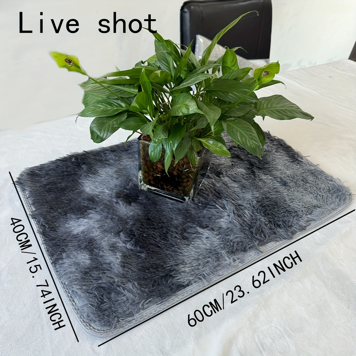 Alfombra de área shaggy gris claro de 160cm x 80cm, lavable a máquina, poliéster para dormitorio y sala de estar