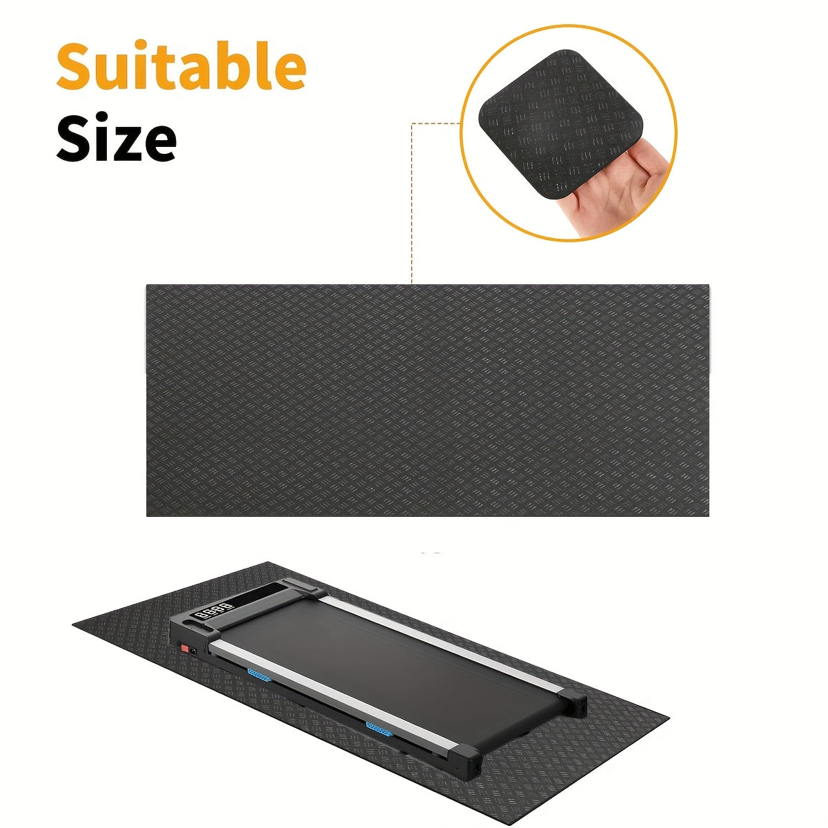 Shock Absorbing Treadmill Mat Non Slip Noise Reduction Cushion for Running and Elliptical Machines