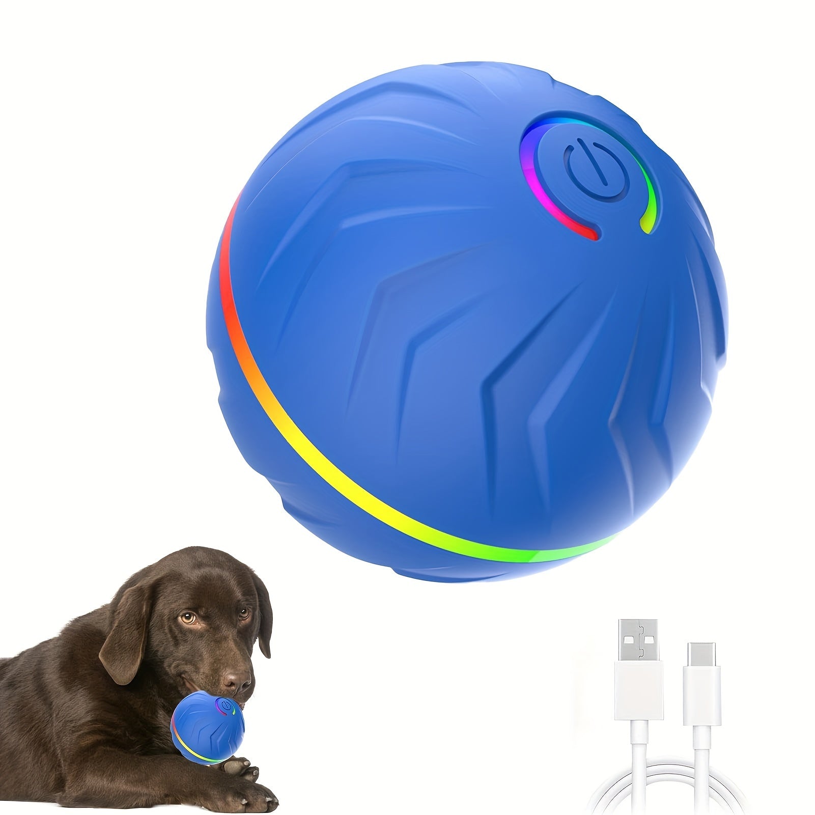Large Silicone Pet Jumping Ball with LED Lights USB Rechargeable for All Breed Sizes