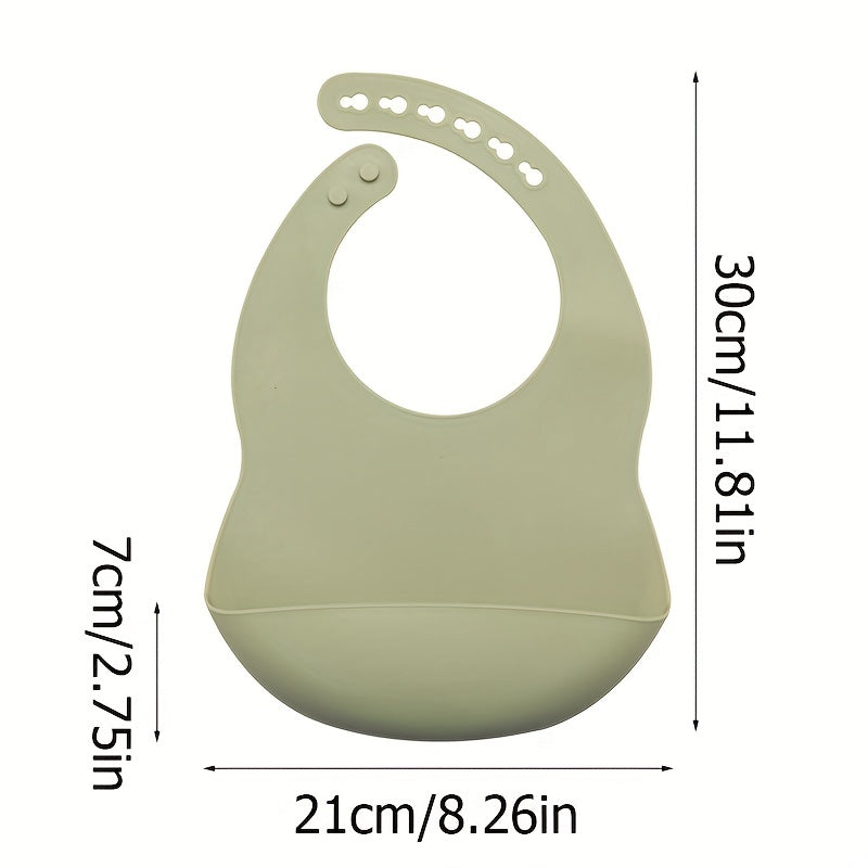 Baby Silicone Bib for Toddlers Adjustable Size Plain Color Unisex Feeding Bib