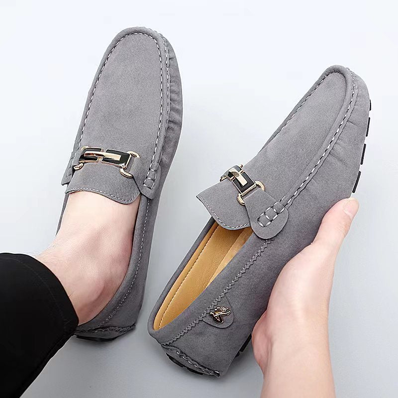 Men's Metallic Moccasin Loafers Non-Slip Slip-On Shoes for Spring and Summer