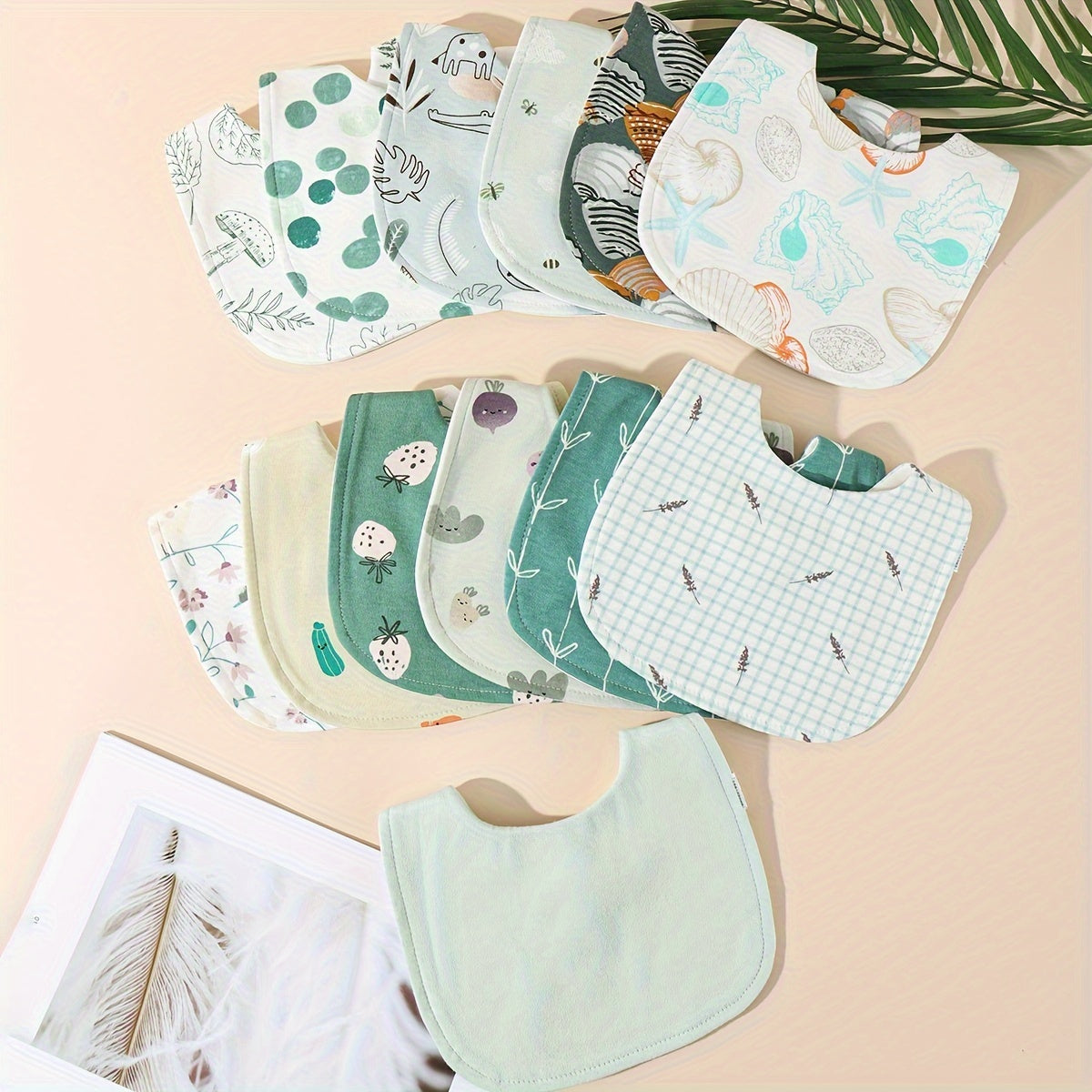 Set of 3 Waterproof Kids Feeding Bibs U-Shaped Durable Boys Girls Snap Closure