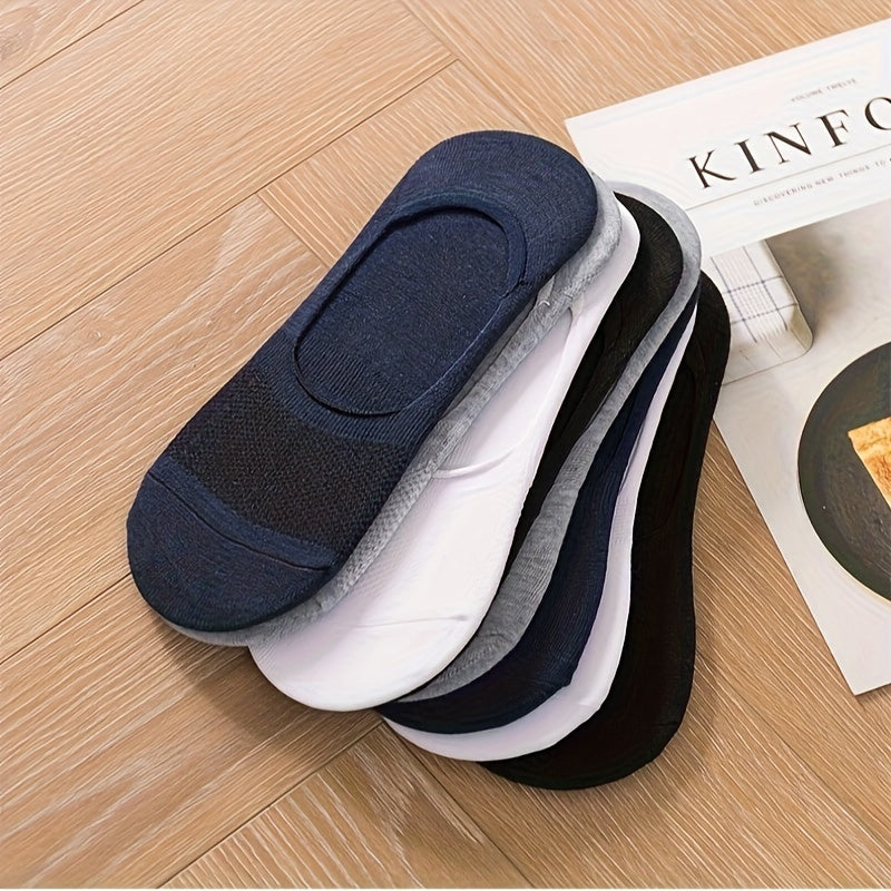 Men's and Women's Mesh Invisible Silicone Non-Slip Socks 4 Pairs Low-Cut Breathable