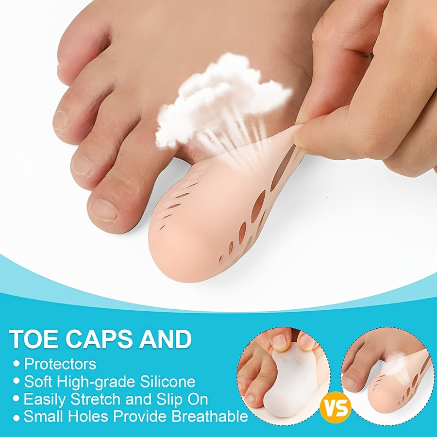 12 Pcs Silicone Toe Caps Protectors Cushions for Ingrown Nails and Friction