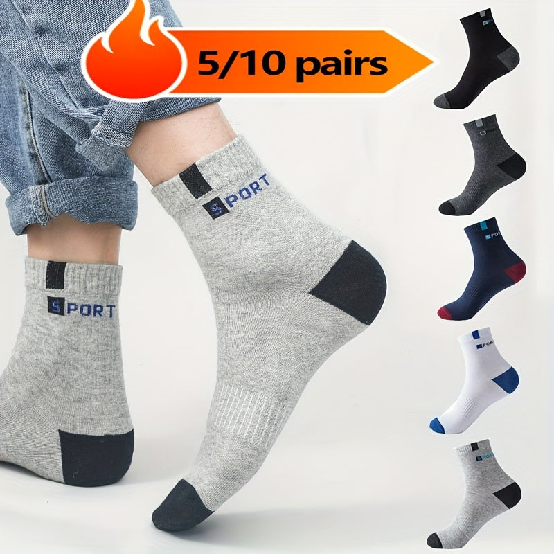 Men's Athletic Socks Moisture-Wicking Polyester Blend Breathable Sports Socks for Running and Outdoor Activities