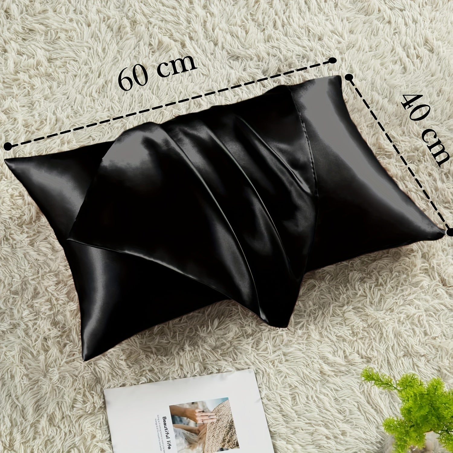 Luxurious Satin Pillowcases Solid Color Zipper Closure Skin-Friendly Hair-Protective