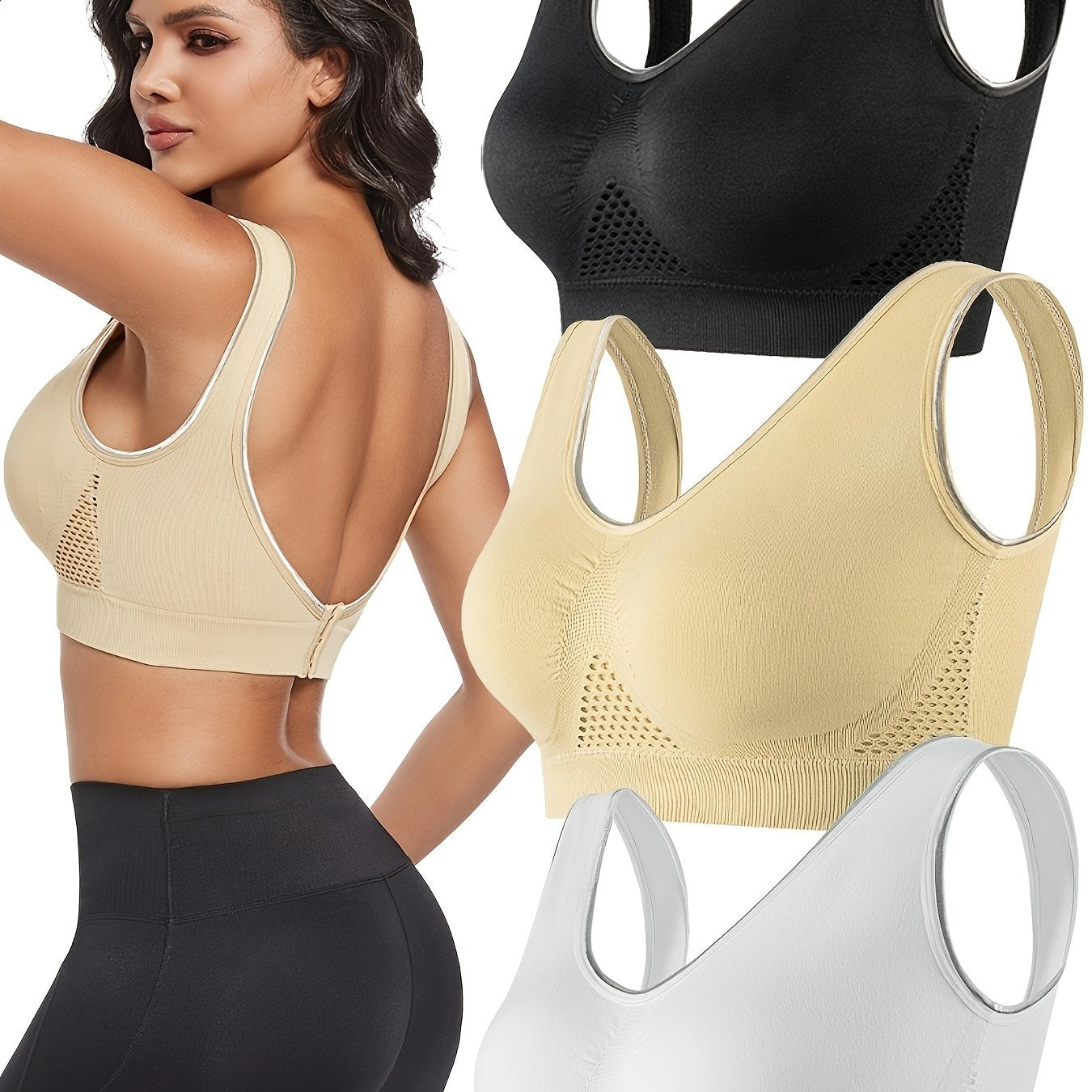 Women's Breathable Seamless Sports Bra Large Size Yoga Underwear Set