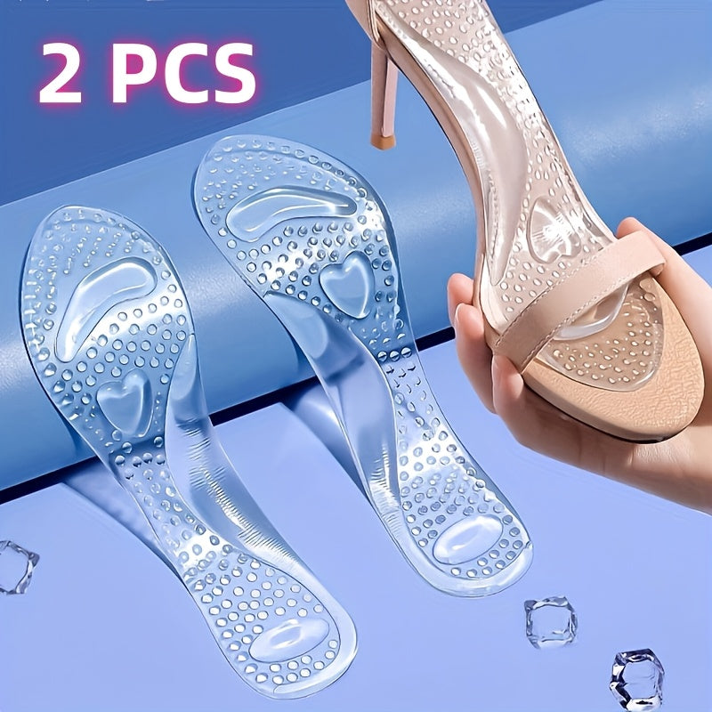 Women's Gel Heart-Shaped Heel Insoles Non-Slip Shock Absorption Blue Silicone