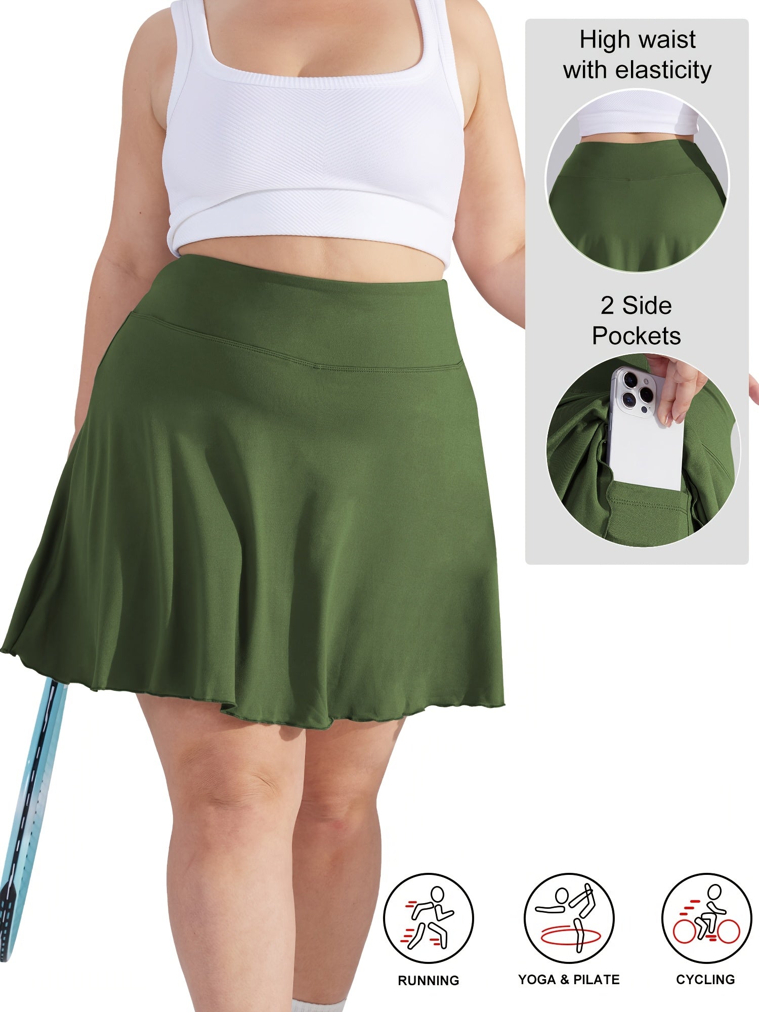 Plus Size Women's High-Waisted Flared Skirt Shorts with Pockets Breathable Summer