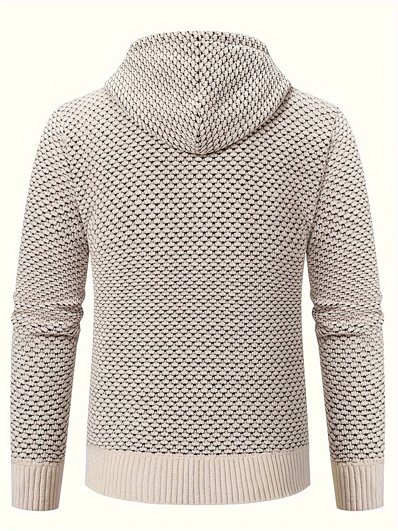 Men's Fish Scales Knit Cardigan with Hood Pockets Long Sleeve Fall Winter Polyester