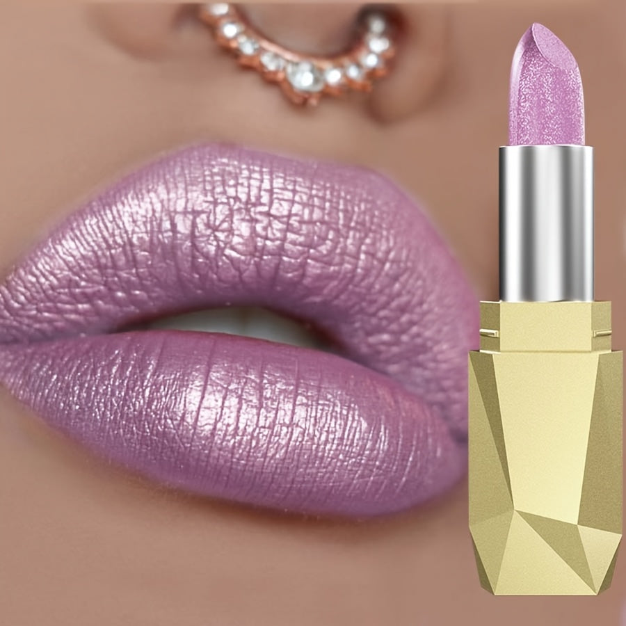Brillo de labios impermeable para mujer, color púrpura perlado, de larga duración y alto brillo