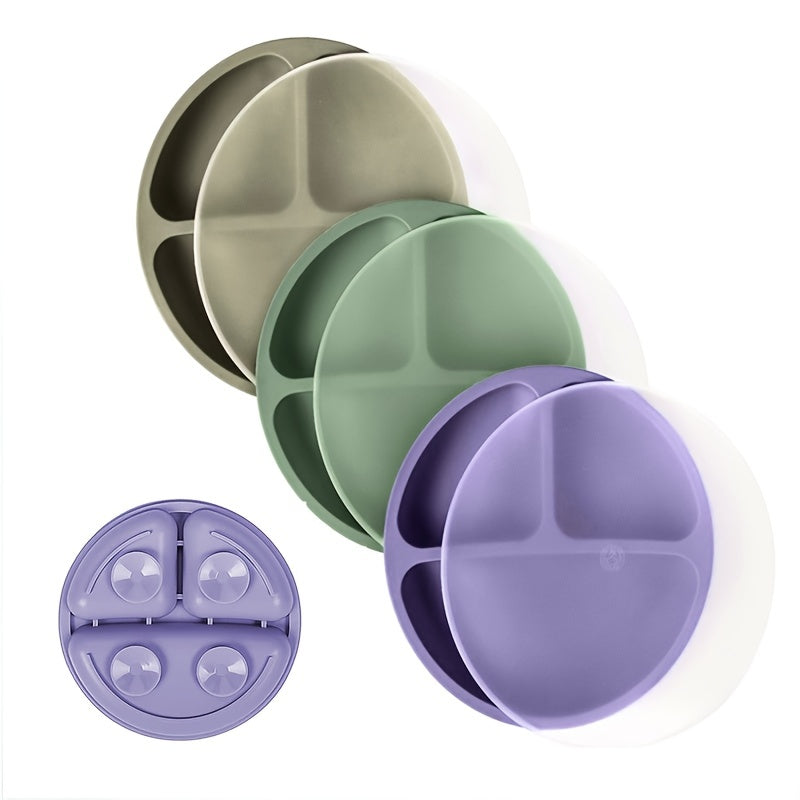 Baby Silicone Feeding Plate with Suction Cup and Compartments