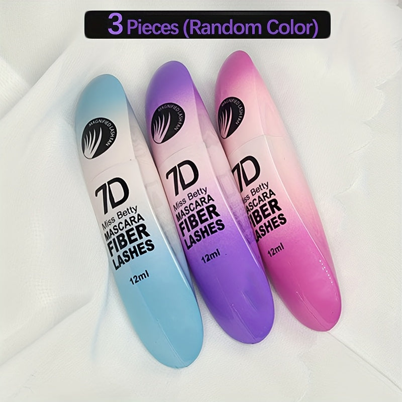 3-Donali suv o'tkazmaydigan, ifloslanishga qarshi 7D tolali kirpik maskarasi, uzoqroq, qalinroq va tabiiy qora uchun