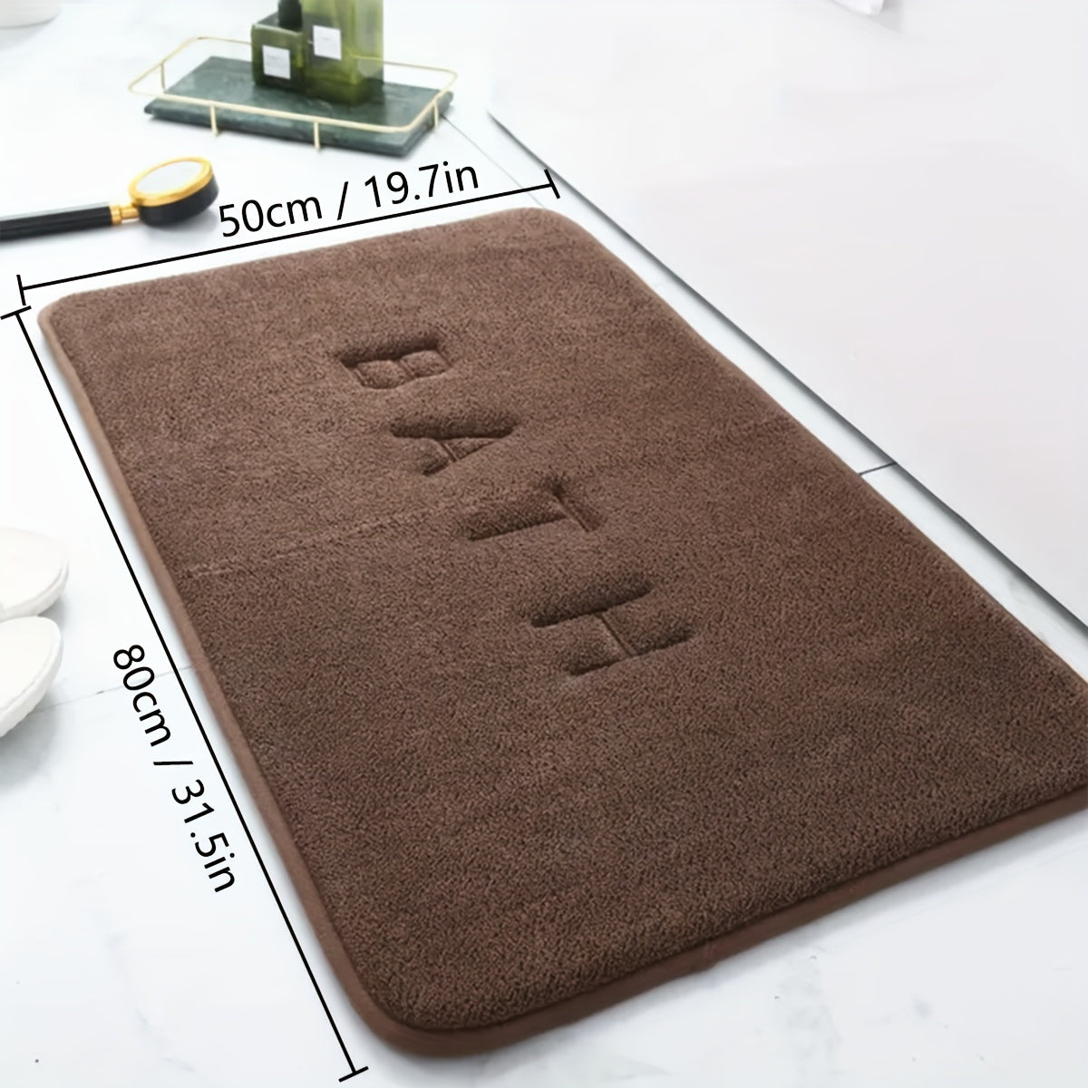 Densely Embroidered Bathroom Mat Non-Slip Polyester Doorway Rug