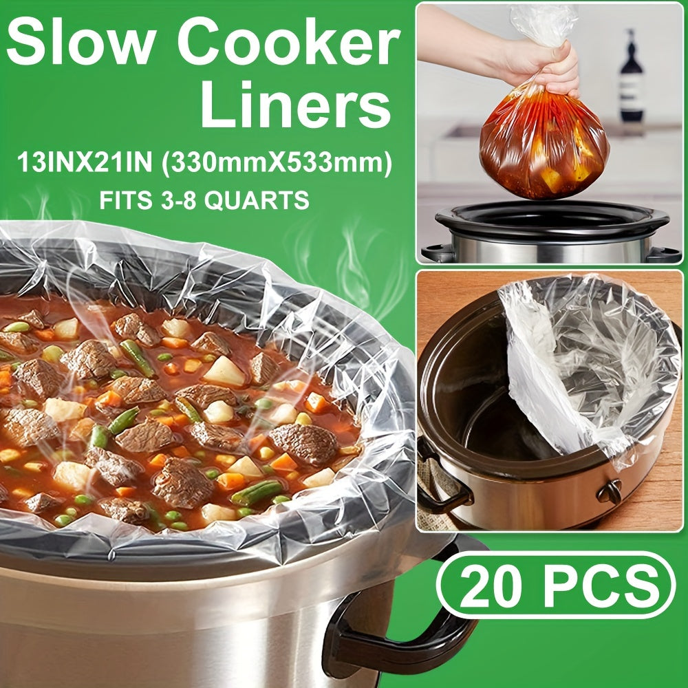 10/15/20 Count Slow Cooker Liners Large Disposable Plastic Cooking Bags for Crock Pots 3QT to 8QT