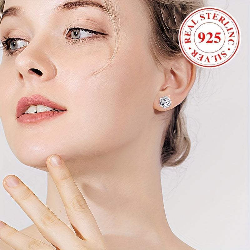 925 Sterling Silver porloq stud quloq uzuklari, gullar dizayni, gippoallergen zirkoniya inlay - ayollar uchun nozik Rojdestvo sovg'asi