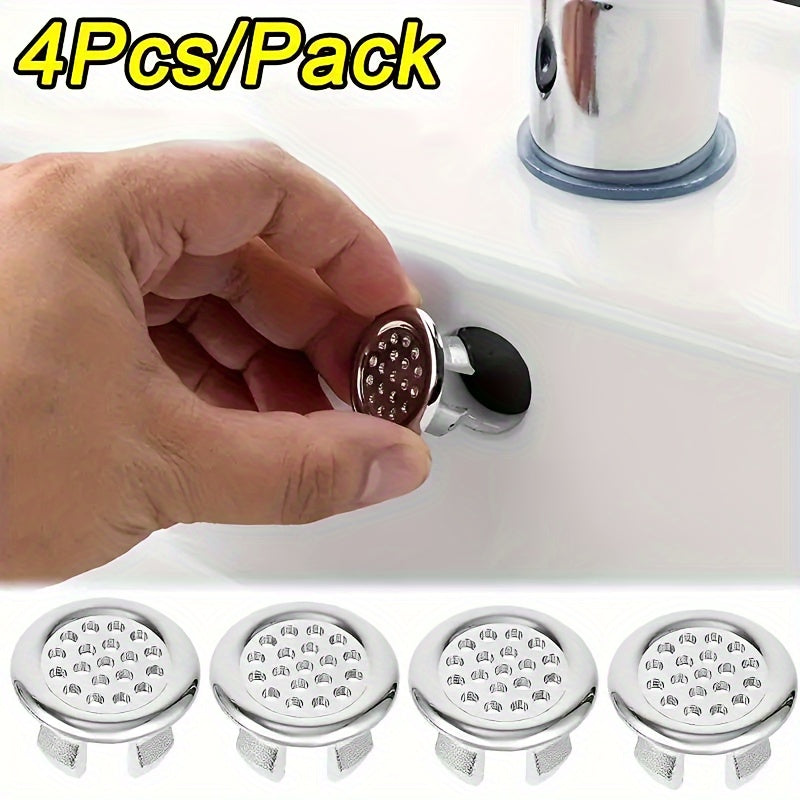 4-Pack Chrome Plastic Sink Overflow Cover Rings for Kitchen Bathroom