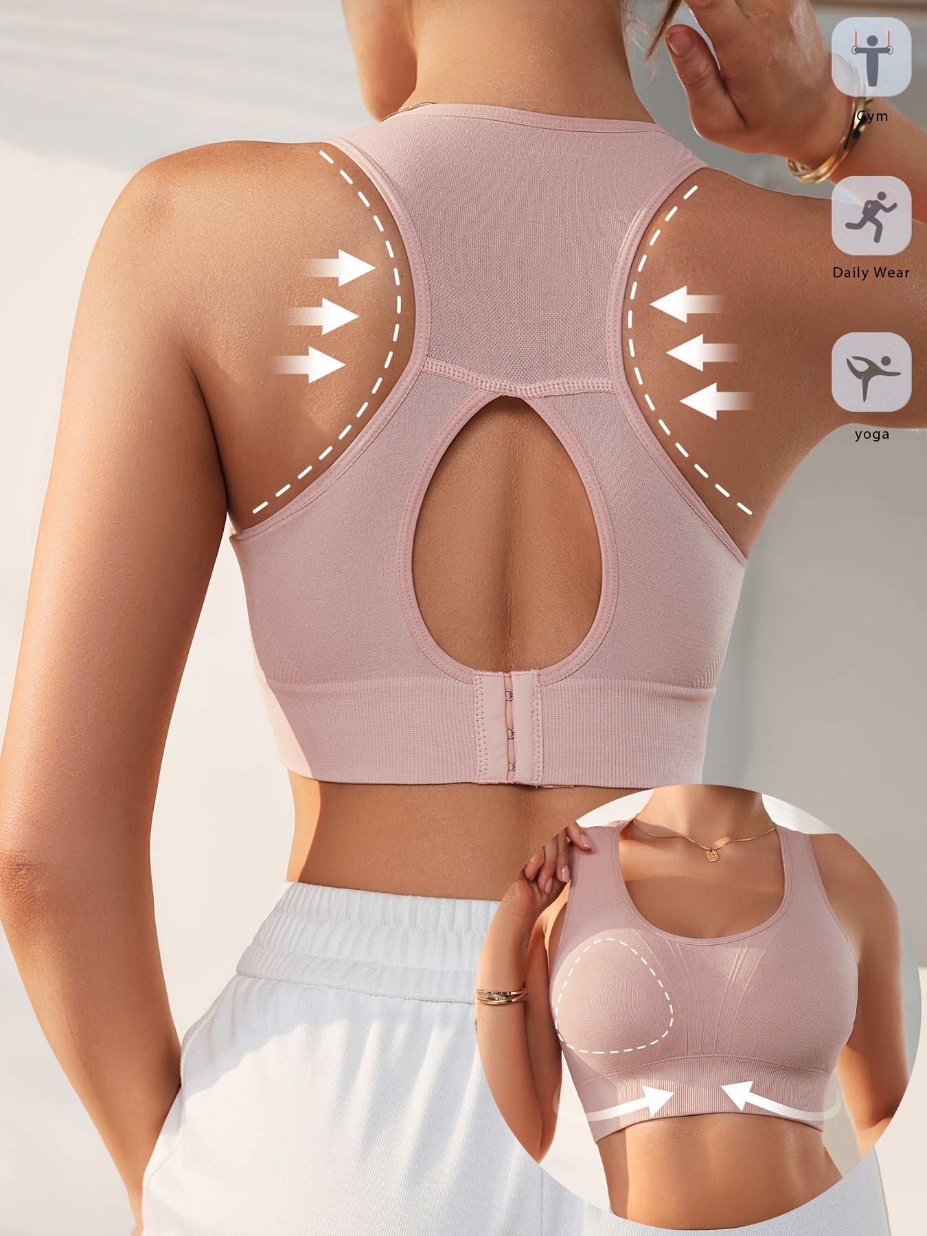 Seamless Breathable Sports Bra for Yoga and Fitness with Back Cutout
