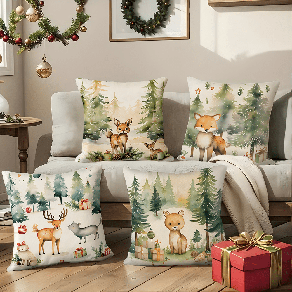 Christmas Pillow Covers 45x45cm Holiday Decor for Living Room and Bedroom
