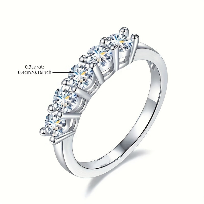 Ladies' Moissanite Ring 1.5 Carat Retro Silver Wedding Party Jewelry