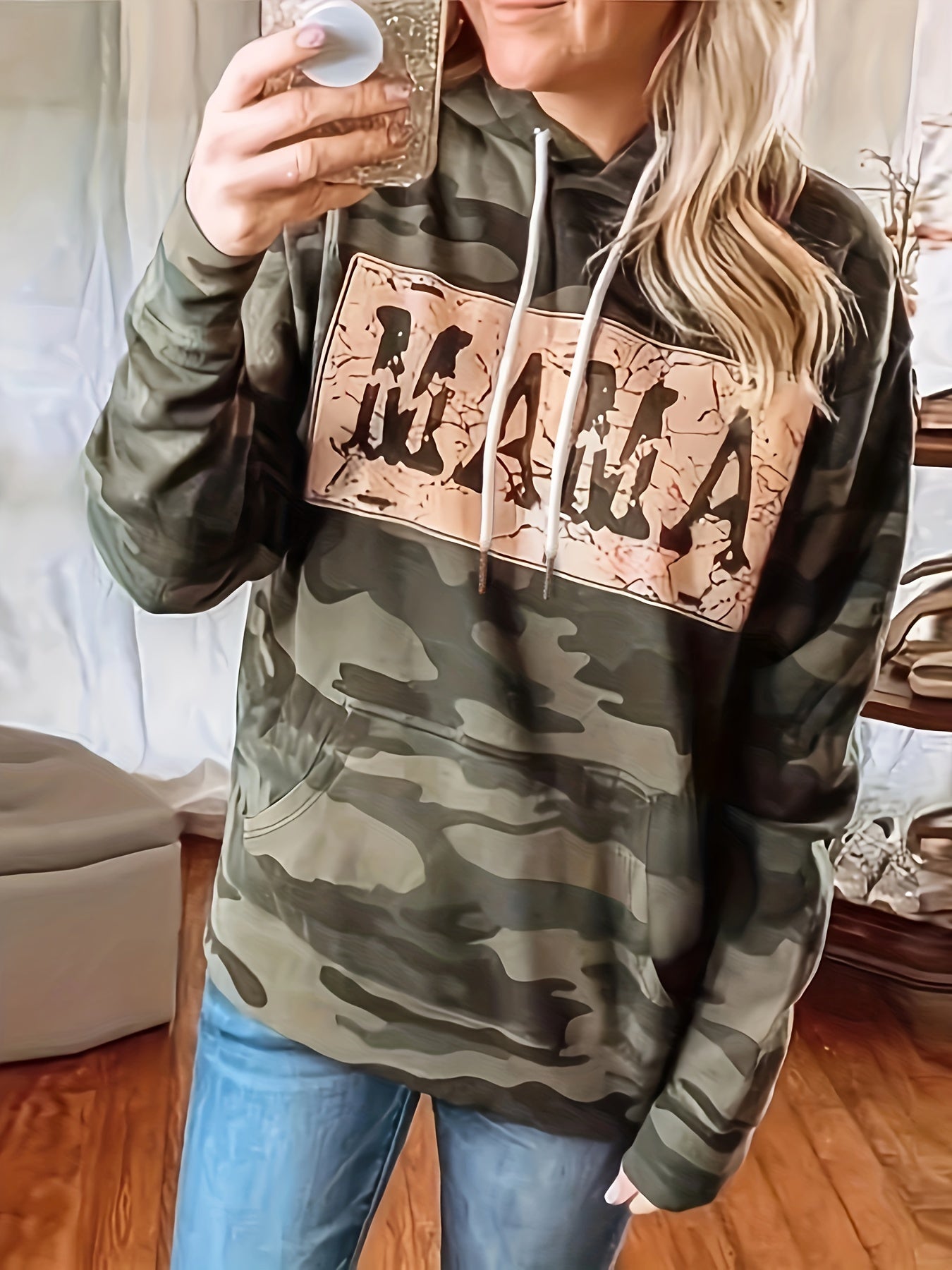 Plus Size Women's Oversized Hoodie Sweatshirt Camouflage Leopard Print All-Season