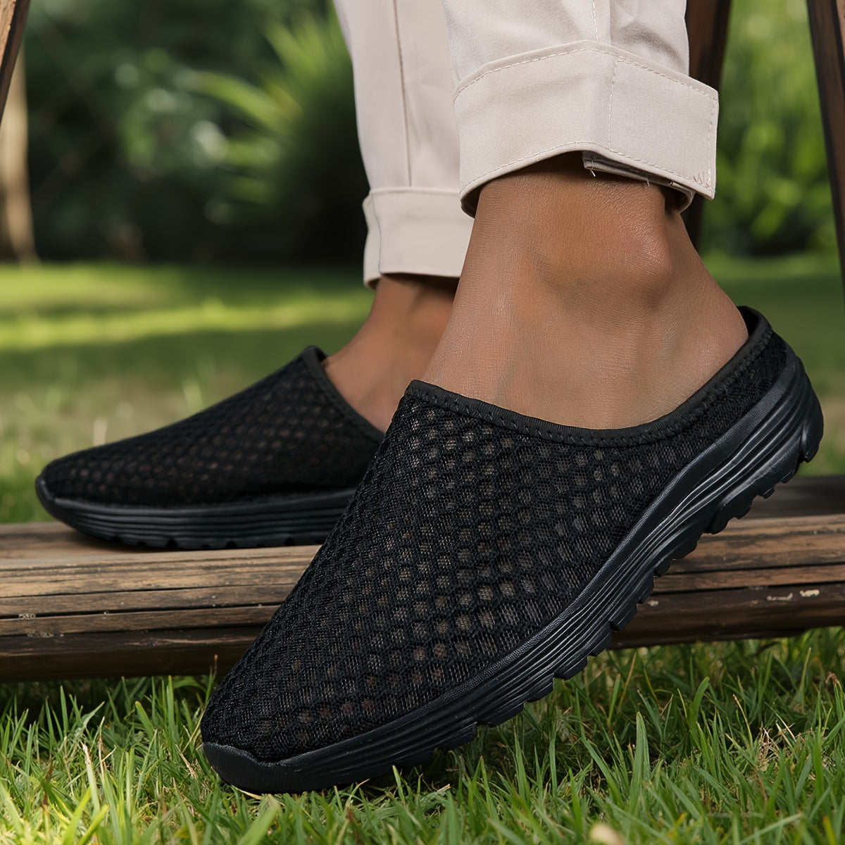 Women's Summer Breathable Mesh Slip-On Mules Lightweight Flat Casual Shoes