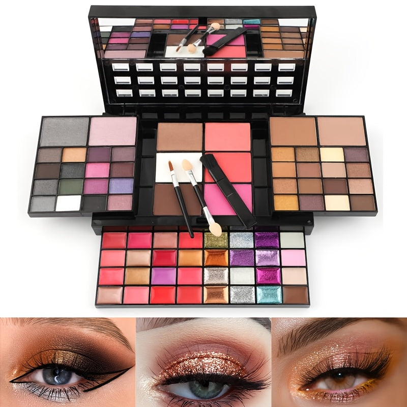 74-Color Makeup Palette with Matte and Pearl Eyeshadows Lip Gloss Concealer Blush and Highlighter