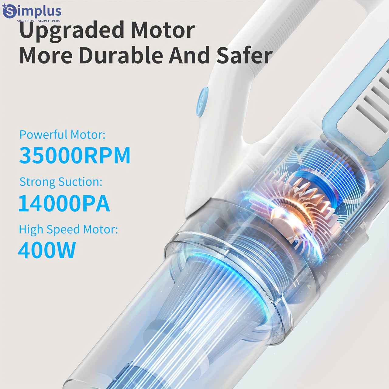 Wired Vacuum Cleaner 16000PA Suction 400W 0.5L Dust Cup 4M Cord Multi-Filter