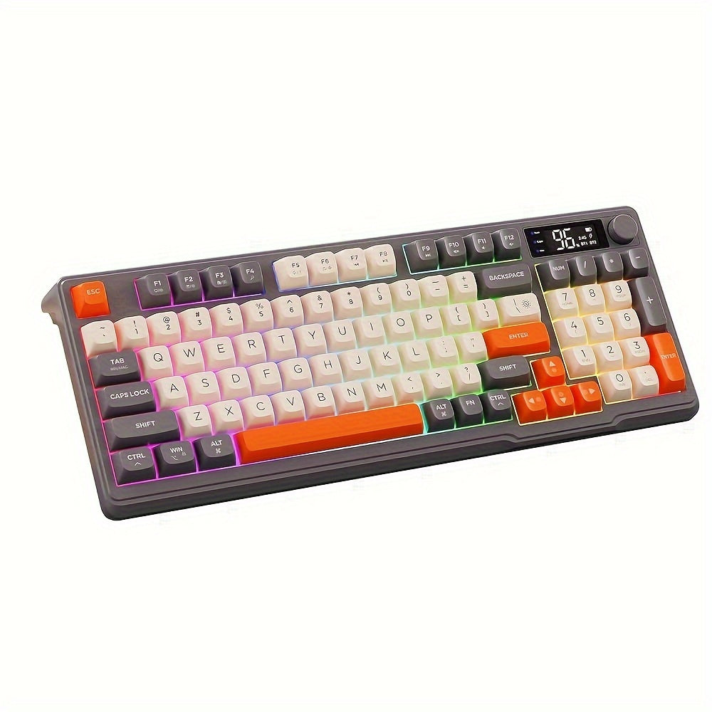 Клавиатура LexonElec M96 Wireless Gaming - Эргономичный механический тактильный, RGB LED подсветка, PBT клавиши, перезаряжаемая батарея 2000mAh, 94-клавишная раскладка для Windows и Mac.