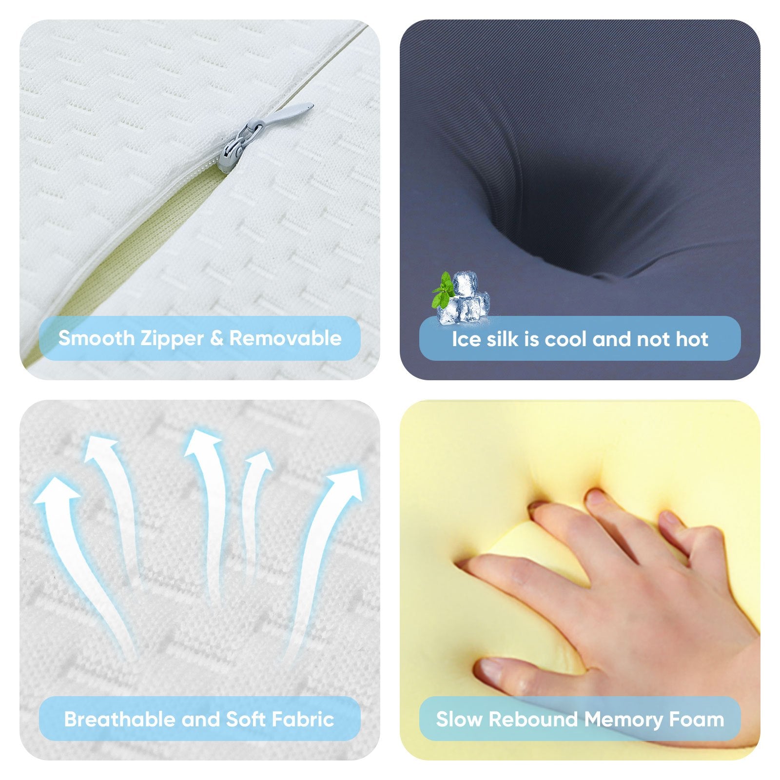 Adjustable Memory Foam Neck Pillow for All Sleeping Positions Grey