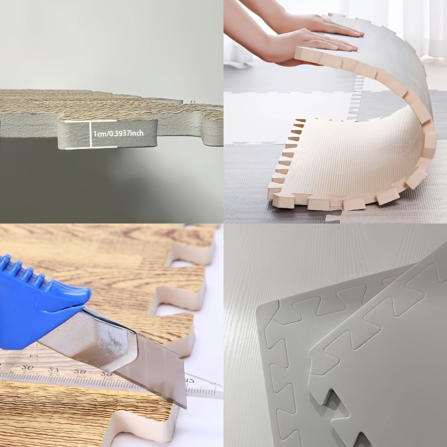 Wood Grain Interlocking Floor Tiles EVA PE Foam Puzzle Carpet 30x30cm Indoor Mat