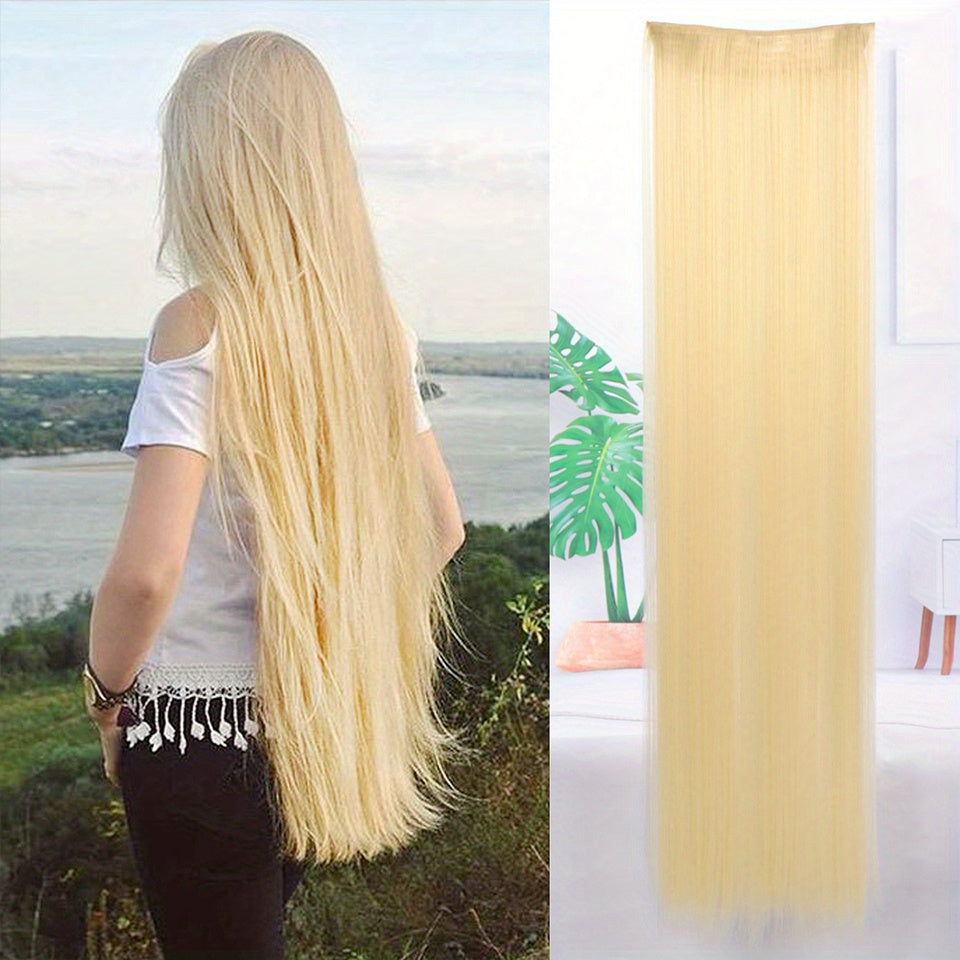 Synthetic Clip-In Hair Extensions for Women Full Head Length and Volume
