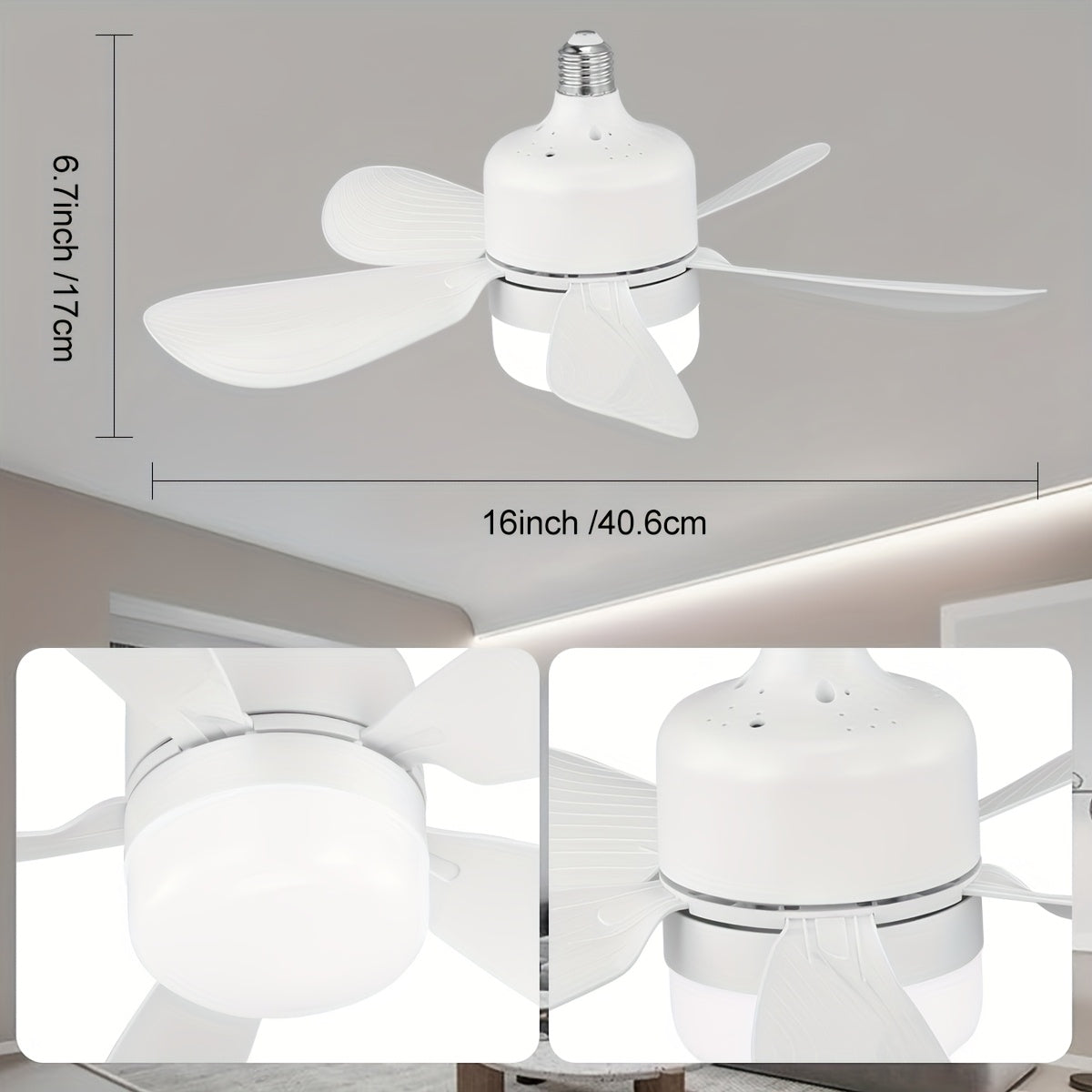 Smart Ceiling Fan with LED Light, Adjustable Brightness, 3-Speed, Remote Control, Easy Installation