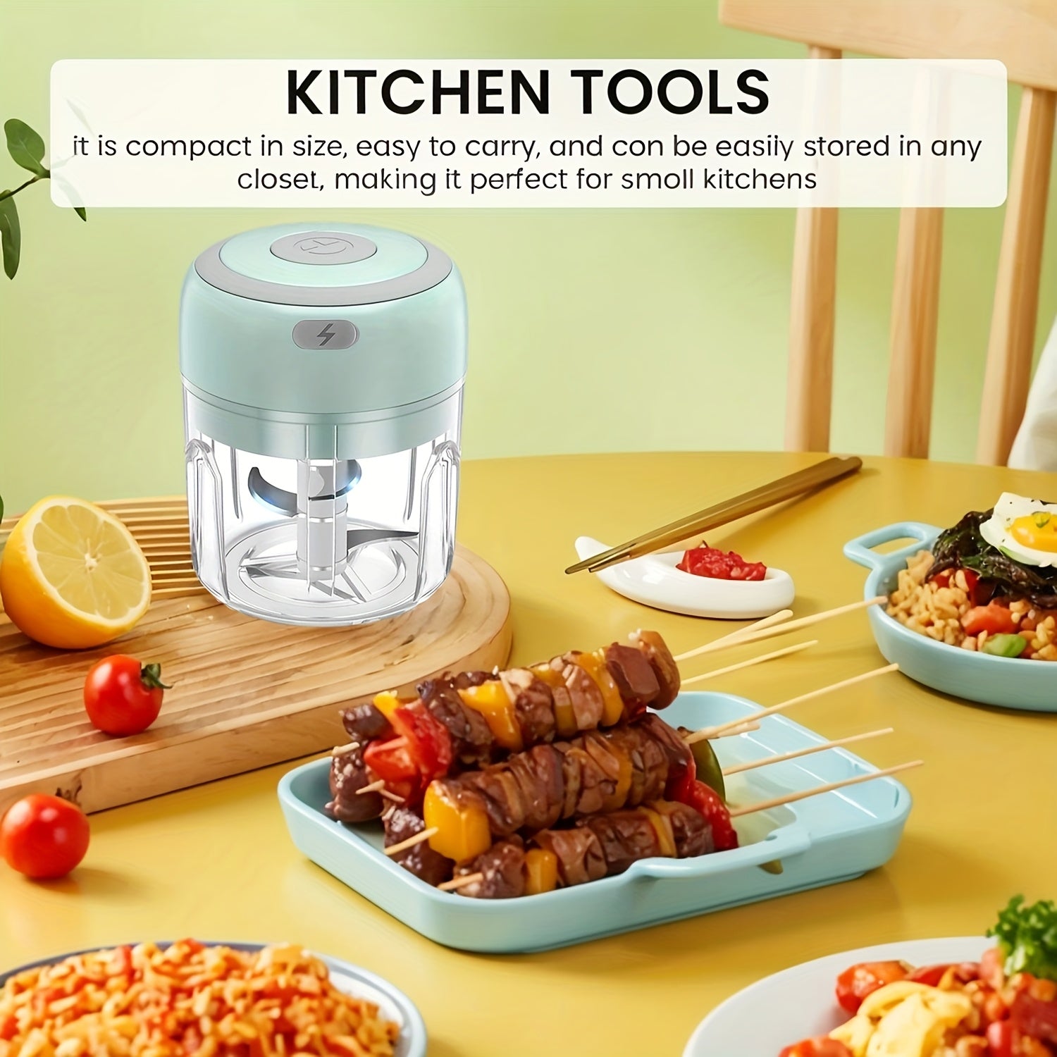 Amasadora eléctrica de ajo, mini picadora con capacidad de 3.38 oz, USB, picador de carne, triturado de alimentos, jengibre, verduras