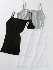 Women's Modal Camisole Tops Set Black White Gray Sleeveless Spaghetti Strap