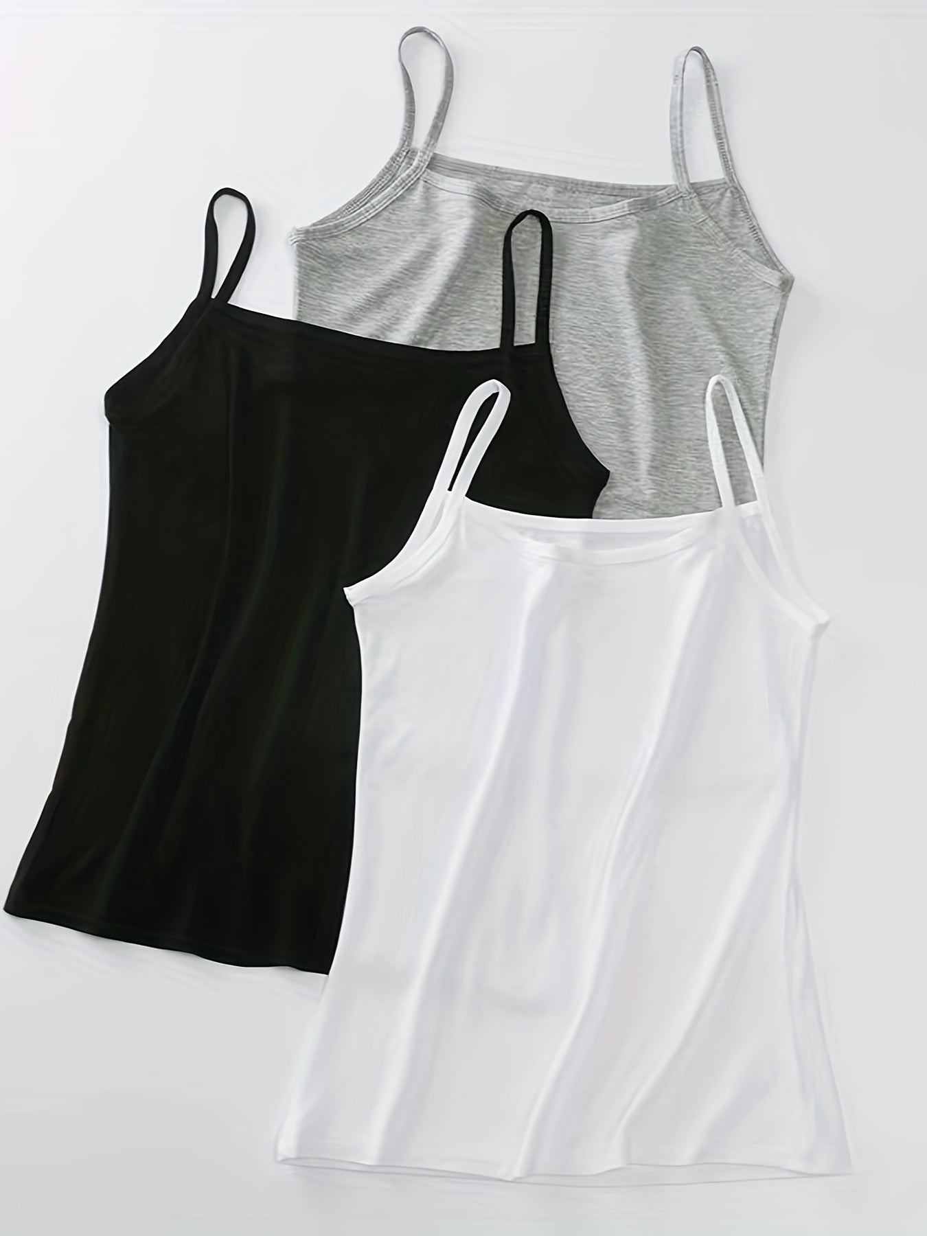 Women's Modal Camisole Tops Set Black White Gray Sleeveless Spaghetti Strap