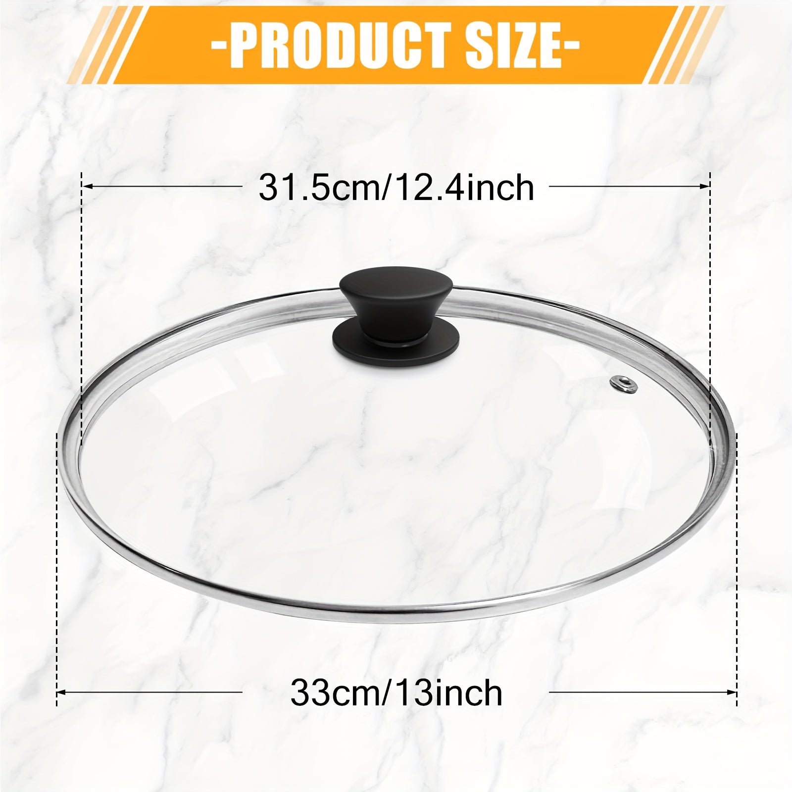 Universal Tempered Glass Lid for Frying Pan Skillet Cast Iron Pot 25.4cm 30.99cm 33.02cm 36.83cm