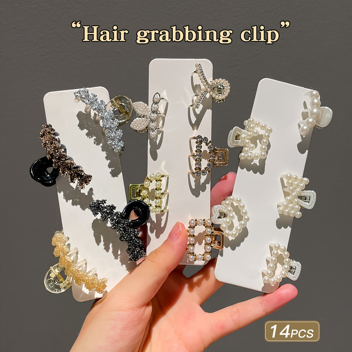 14 Pcs Elegant Faux Pearl Hair Claw Clips for Women Daily Wear Small