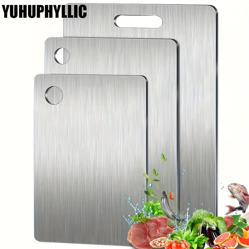3-Piece Stainless Steel Cutting Board Set for Food Slicing Camping Hiking