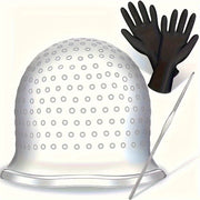 Reusable Hair Coloring Highlighting Cap with Metal Hook and Gloves for Normal Hair