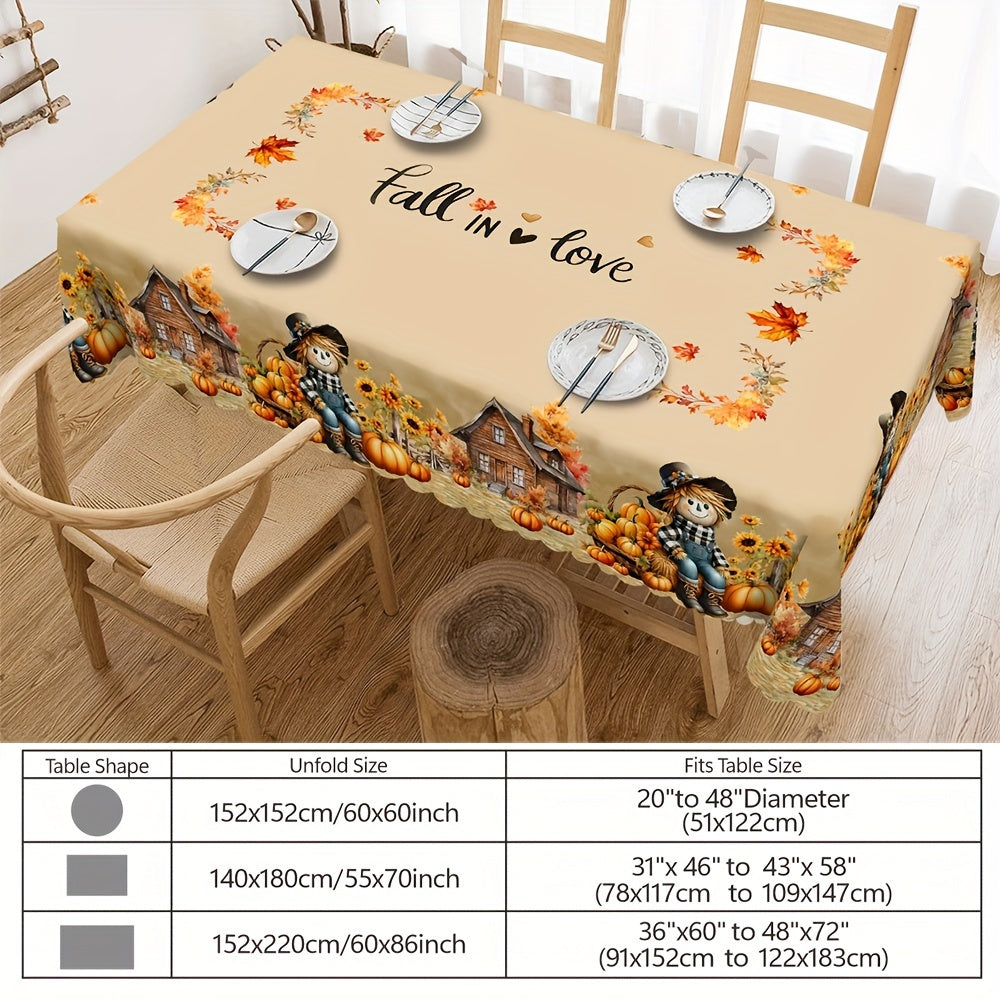 Autumn Harvest Tablecloth Water-Repellent Wrinkle-Free Polyester for Thanksgiving and Holiday Decor