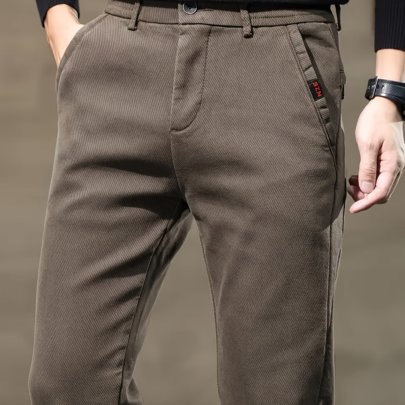 Men's Solid Color Regular Fit Work Pants Cotton Blend with Slight Stretch All-Season