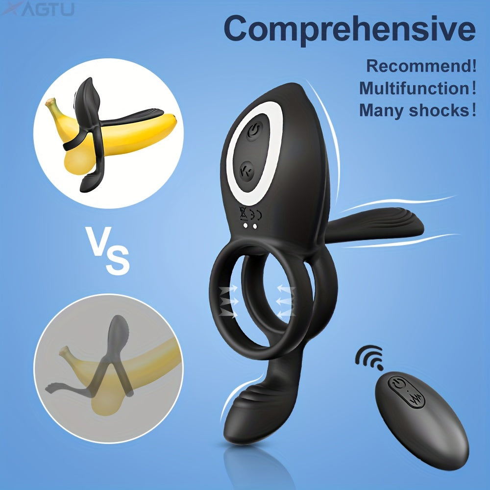 Vibratsiyali penis halqasi Silikon jinsiy o'yinchoq erkaklar va ayollar uchun masofadan boshqarish bilan