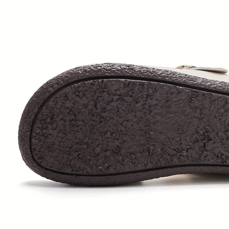 Sandalias de cuña para mujer, con slip-on, de punta abierta, plataforma, casuales, para verano, de tacón medio