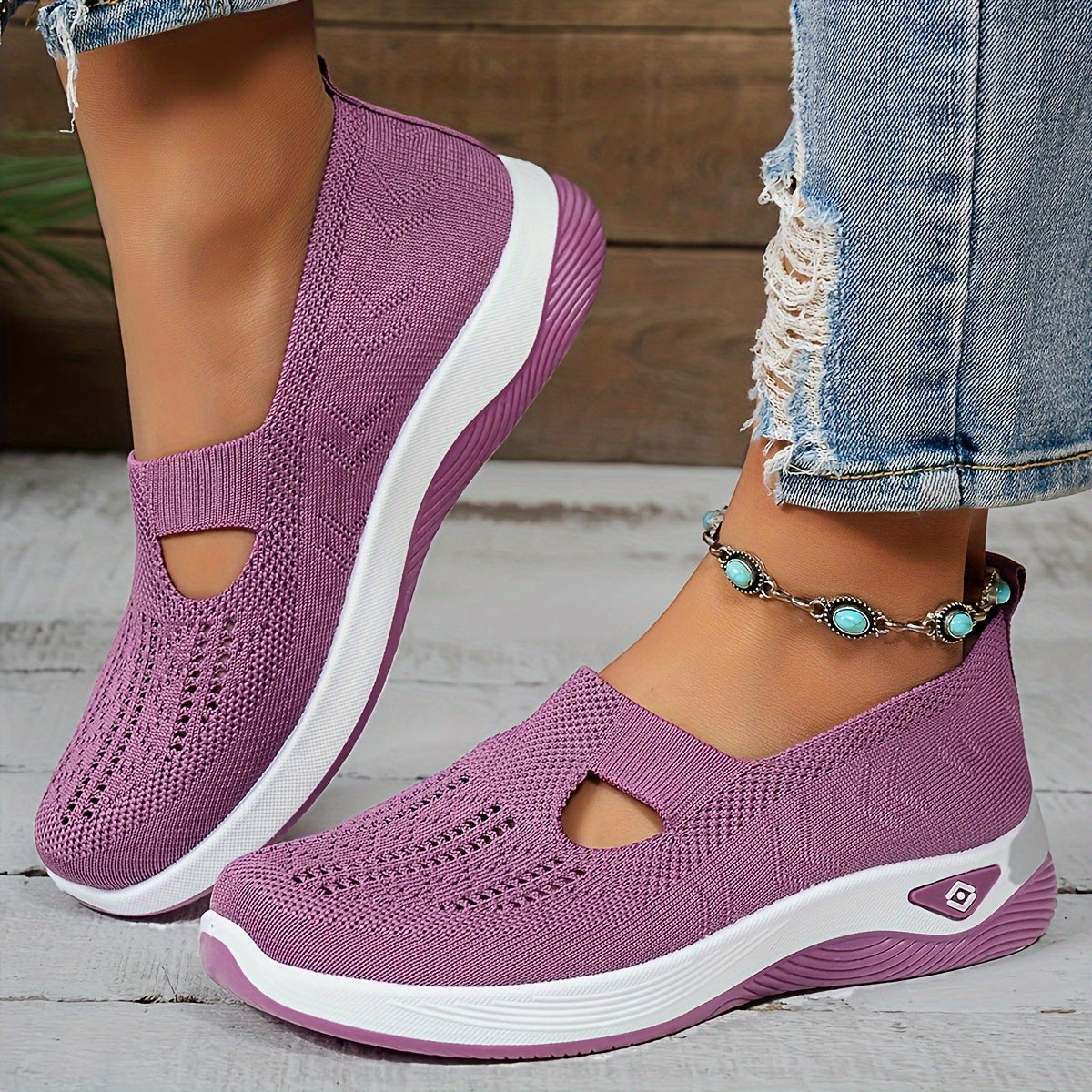 Women's Mesh Slip-On Sneakers Lightweight Breathable Walking Shoes