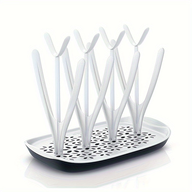 Compact Bottle Drying Rack for 8 Bottles with Removable Drip Tray and Dishwasher Safe
