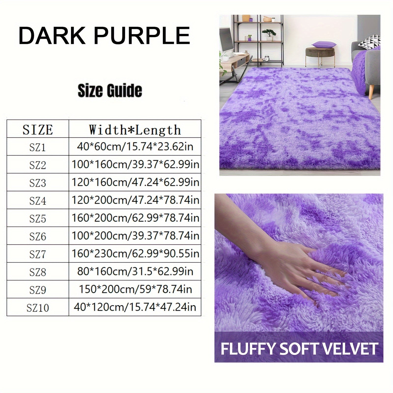 Luxurious Shag Area Rug, Plush Fuzzy, Non-Slip, Machine Washable Bedroom Rug