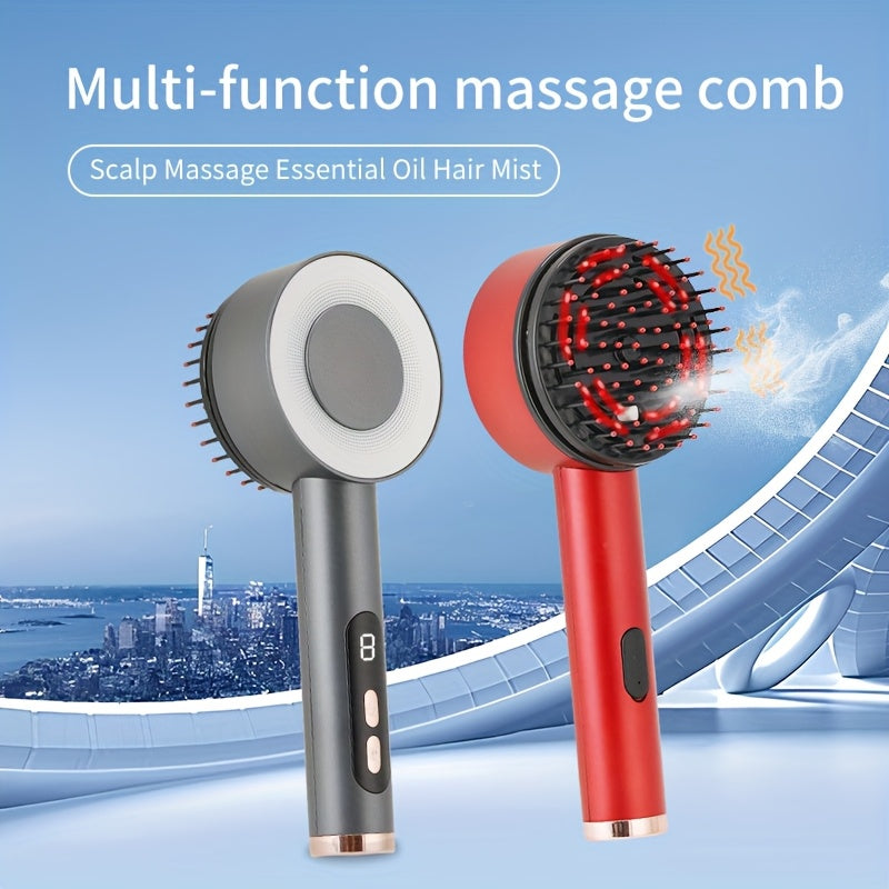 Multi-Function Hair Styling Comb with Essential Oil Spray Silent 12 Speed Rechargeable Lithium Battery